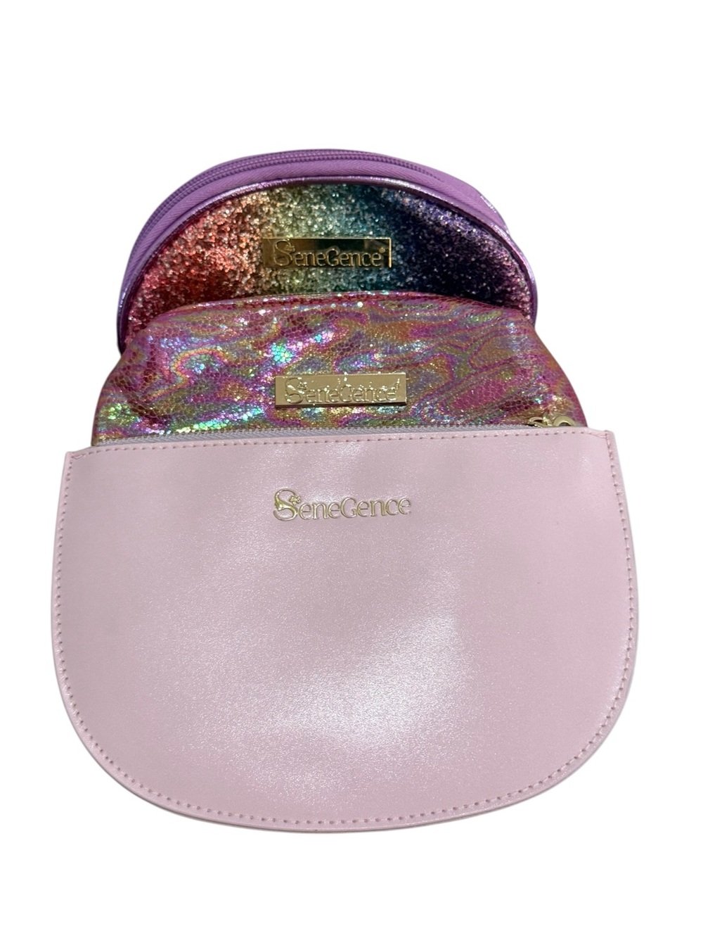 SeneGence Makeup Bag Bundle Blush Pink, Rainbow Glitter & Pink Iridescent